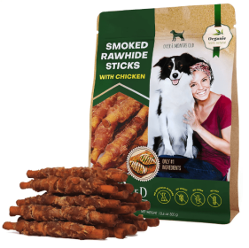 Dog Smoked Rawhide Sticks Wrapped Chicken Pet Natural Chew Treats Grain Free Organic Meat Healthy Human Grade Dried Snacks in Bulk